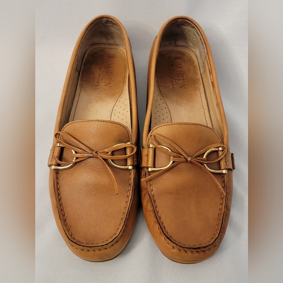 Lauren Ralph Lauren Briley Tan Leather Moccasin Loafers Size 9B - Picture 4 of 12